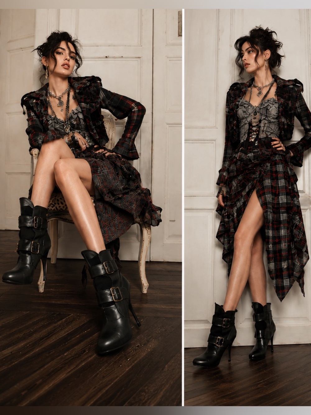 Vivienne Westwood Archive Buckle Lace-Up Ankle Boots Black Leather EU 36